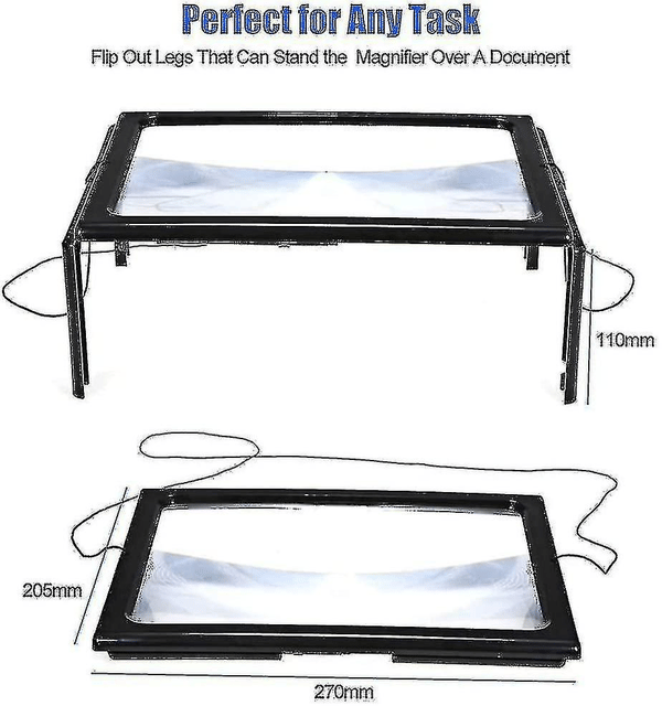 LED-lampe helsides læseforstørrelsesglas, tredimensionel foldning
