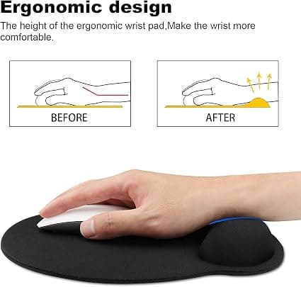 1 stk håndleddsstøtte, ergonomisk musematte med minne