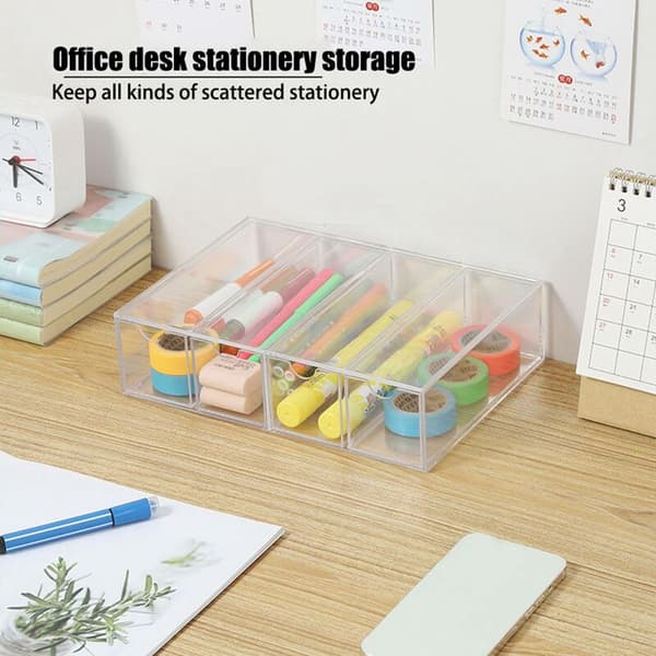 Home Office, Space-Saving Desk Organizer Storage Station - Vertical or Horizontal Use - 4 Drawers