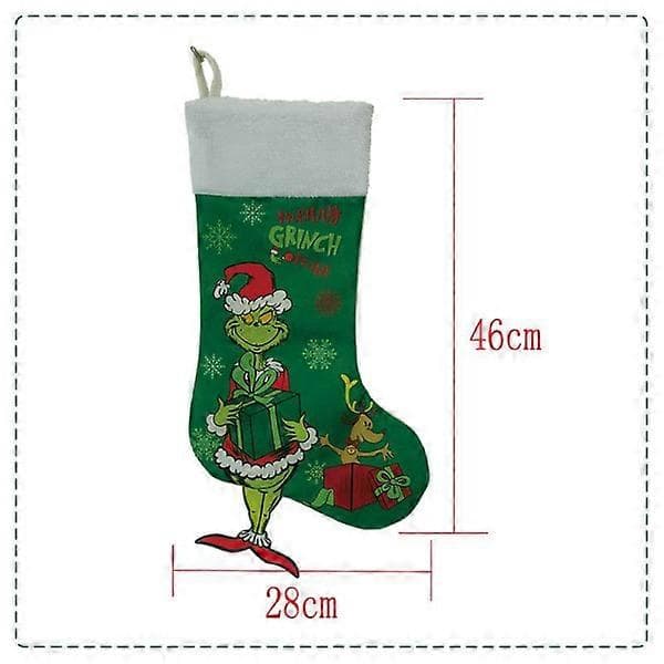 Grinch Julstrumpa Set om 4, Grinch Monster Julklappspåse, Rolig Julspishängning