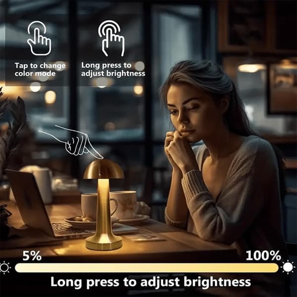 LED Bordlampe Metall Touch Nattbordslampe Skrivebordslampe med 3 Lysmoduser