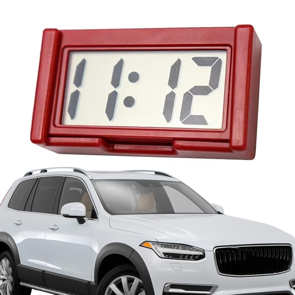 Small Digital Clock Battery Operated - Large Screen Car Clock Dashboard - Stick-on Clock, Portable Car Accessories for Car White White