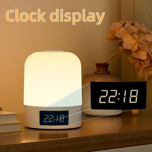 Baby Night Light, Rechargeable, Touch and Remote Control, 3 Colors, Timer, Clock, Nursery, Breastfeeding & Travel, White, 8x8x10.9cm