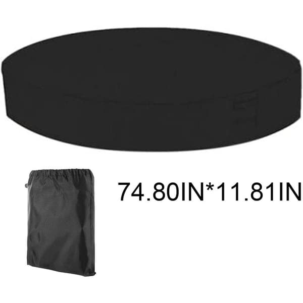 Rundt Poolovertræk Solbeskyttelse, 100% UV-resistent Vandtæt Spa-overtræk, 190T til Udendørs Spa-badekar, 200x30cm (Sort)