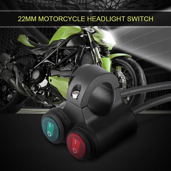 22mm Universal Motorcycle Handlebar Headlight Brake Fog Light Horn Double Button Switch Model D