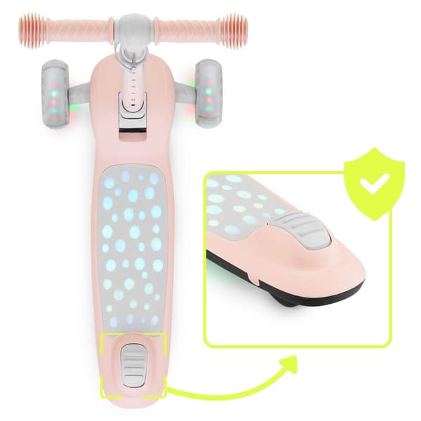 HyperMotion LUMI 3-i-1 Børnescooter med LED-lys, Justerbart Sæde Rosa