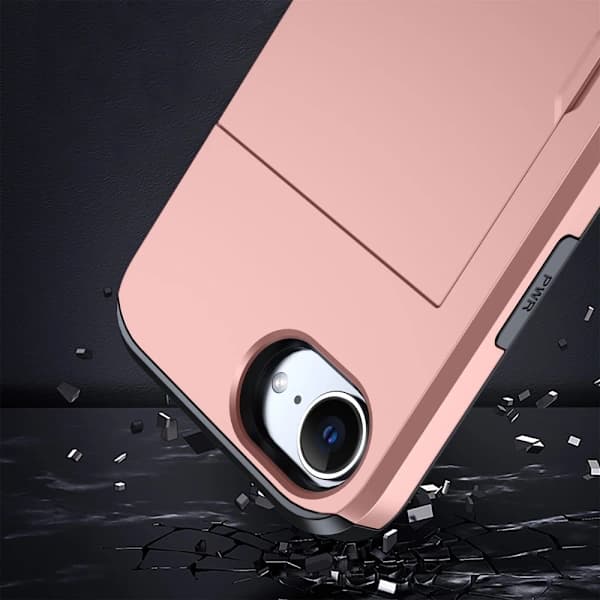 Compatible iPhone 16e Hybrid Case with Card Slot Rose Gold 50[CO]