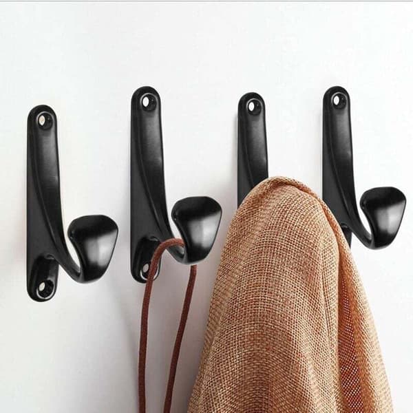 6 Pcs Black Metal Wall Hooks for Jackets, Towels, Hats - Retro Style, Compatible with Bathroom Kitchen