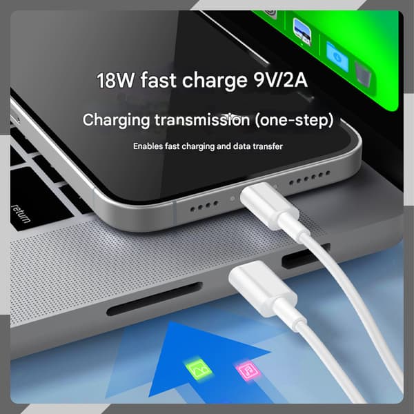 2-pak USB-C til Lightning iPhone Hurtigoplader 1m Hvid