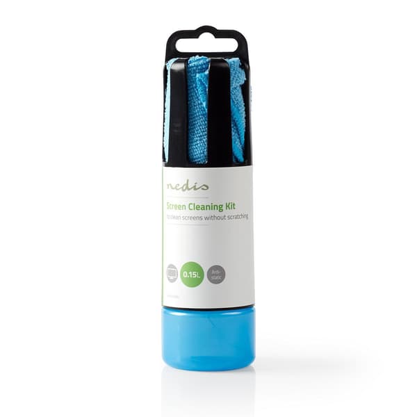 Skærmrens | Spray | 150 ml | Computer / Tablet / Smartphone / Tv-skærm | Klud inkluderet Blå
