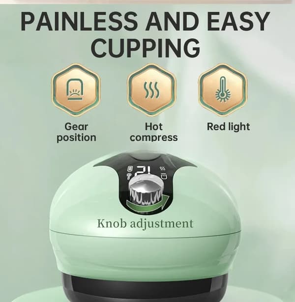 Massager with Scraping, Cupping, and Red Light Heat Functions 12 Adjustable Levels Yellow