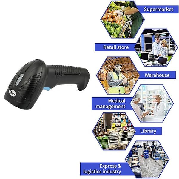 Strekkodeleser, skrivebordsmodell, kablet, 2D QR-kode, omnidireksjonell, for butikkvarer