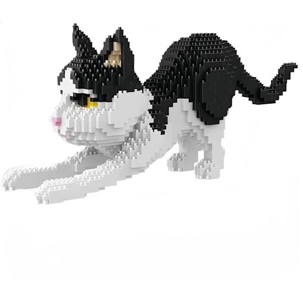 Cat Mini Building Blocks Animal Set, DIY Micro 3D Building Toy Bricks, 1390 Pieces Black and White Cat