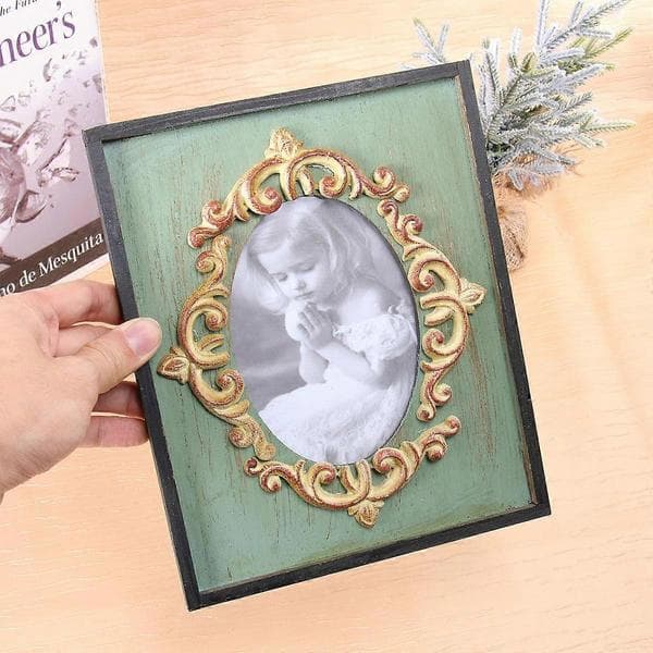 Fotoram i rustik stil för fotodekoration, flerfärgsdisplay