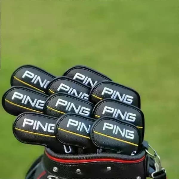 10-pakning Golfkølle Jern Hodebeskyttelse PING Klassisk Gul Linje 4-9+PWUS Magnetisk Lukking [DB]