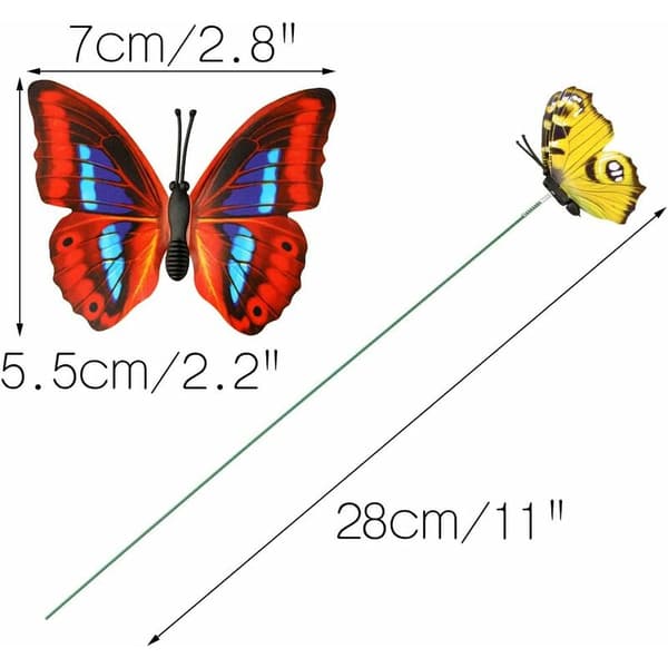 50 kpl värikkäitä perhosia 12 cm puutarhakoriste perhostikkuja