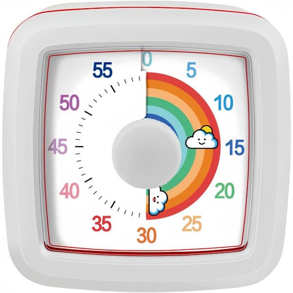 Visuel timer til børn og voksne, 60-minutters nedtællingstimer til klasseværelse, køkken, kontor, Pomodoro-timer til tidsstyring for småbørn med ADHD (hvid)