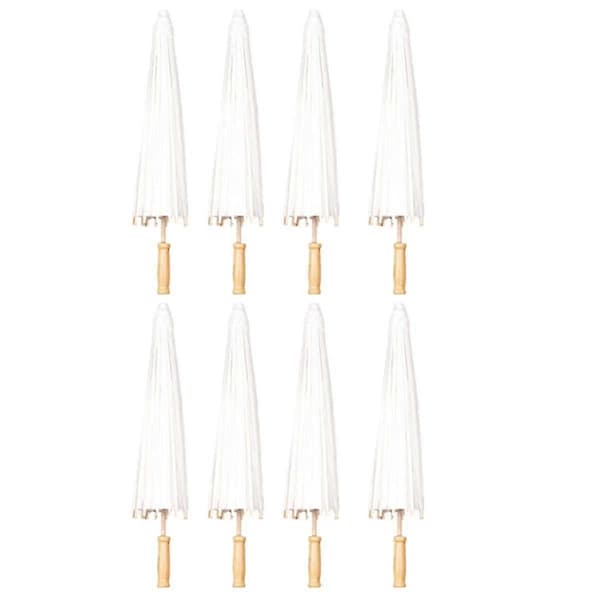 8 stk. papirparasoller bryllupsparasol festgave 60 cm bambusparasoller til polterabend midtpunkt