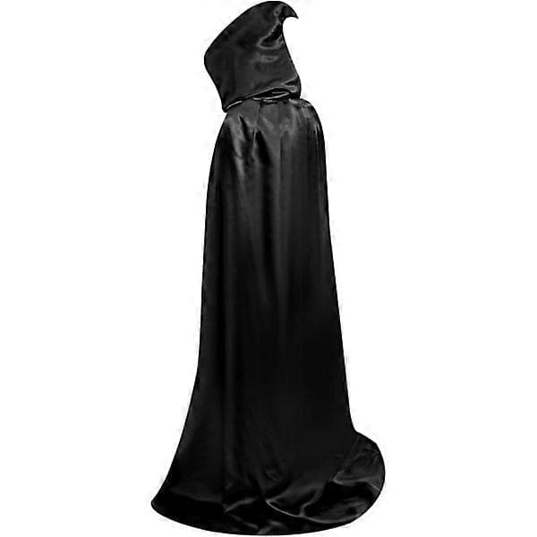 Lang sort kappe med hætte middelalderlig vampyrheksedragt kvinder Halloween-kostume karneval jul 120 cm (inklusive hat) S S
