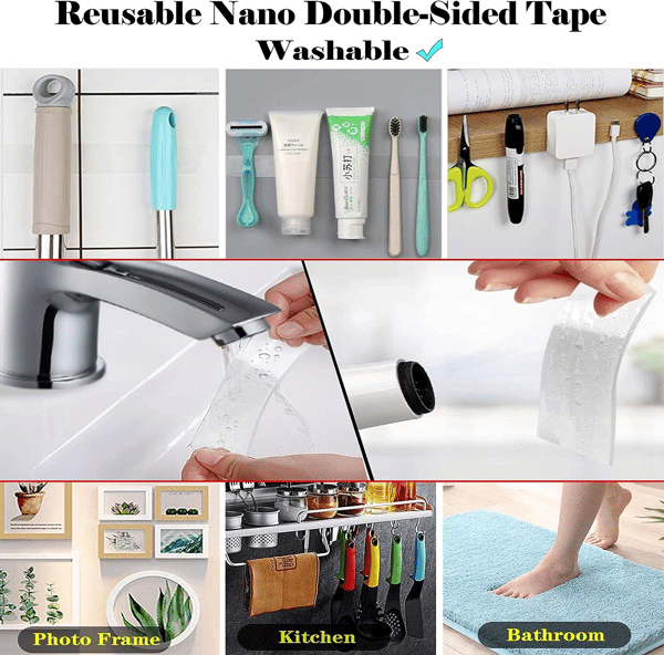 Dubbelsidig & Icke-Märkbart Nanotejp, 3m - 2-pack Transparent 300 x 3 x 0.2 cm