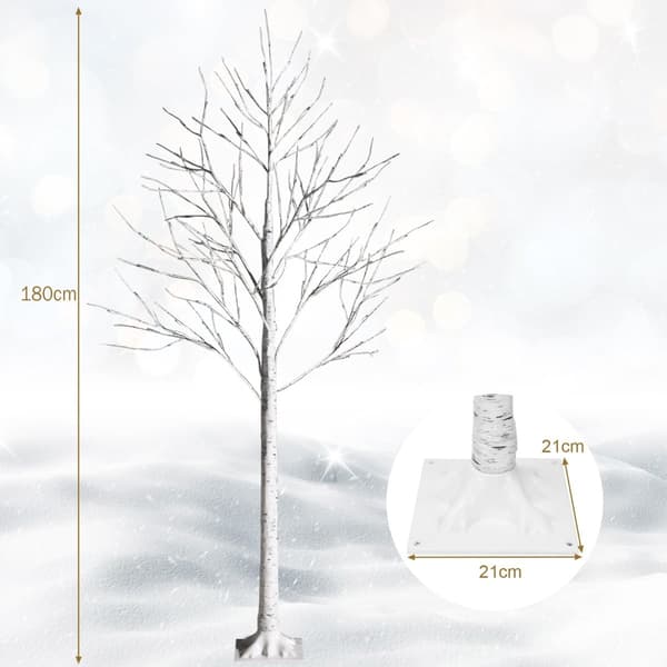 180 cm kunstigt birketræ med 96 LED-lys