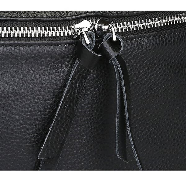 Sort Crossbody Taske Dame Læder Bred