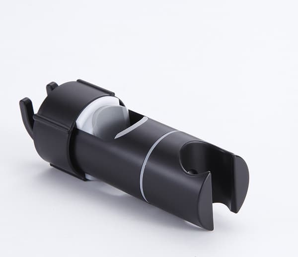 Adjustable Shower Head Holder for Slide Bar, 18-28mm, Black, 360° Rotatable with 2 Hooks
