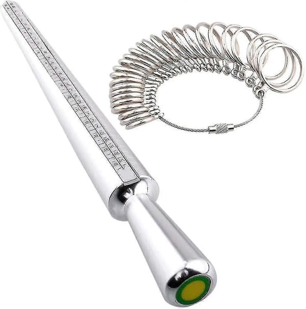 Ringstørrelsesmåler, 4 størrelser Ringmålestav Metall Dorn & Fingerstørrelsesmåler Sett