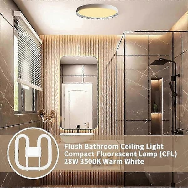 GR10q 4-pin CFL Bulb 28W 3500K Warm White 2000LM Non-Dimmable for Bathroom Kitchen Ceiling Light 20x20cm