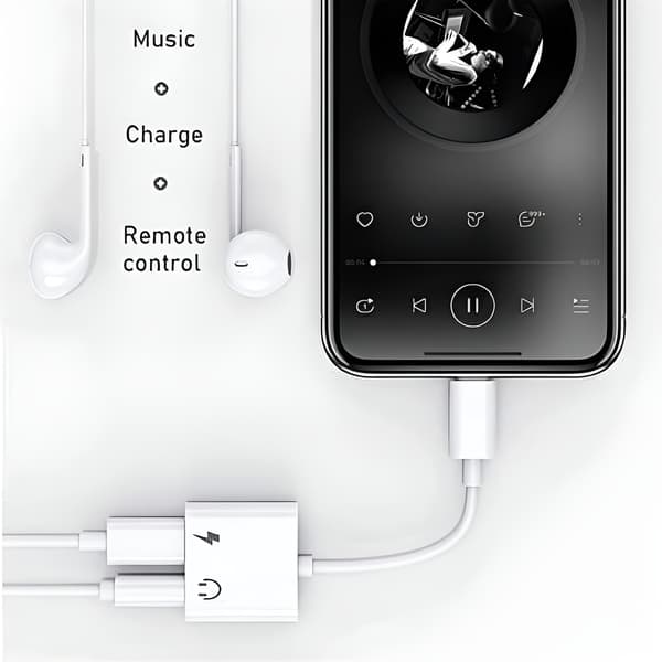 2-i-1 3,5 mm Jack AUX Splitter 8 Pin För iPhone