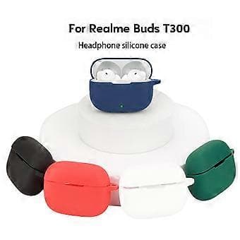 Protective Case for Realme Buds T300 Shockproof Silicone Case Dustproof Design Washable Earphone Cover Black (Black)