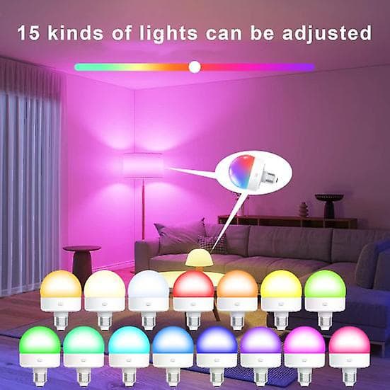 USB Rechargeable Lamp with Remote Control Timer Dimmable Easy to Install Battery Operated E27 Bulb RGB Lamp