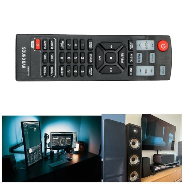 Fjernbetjening til LG Soundbar AKB73575421 Soundbar Controller Erstatning Sort