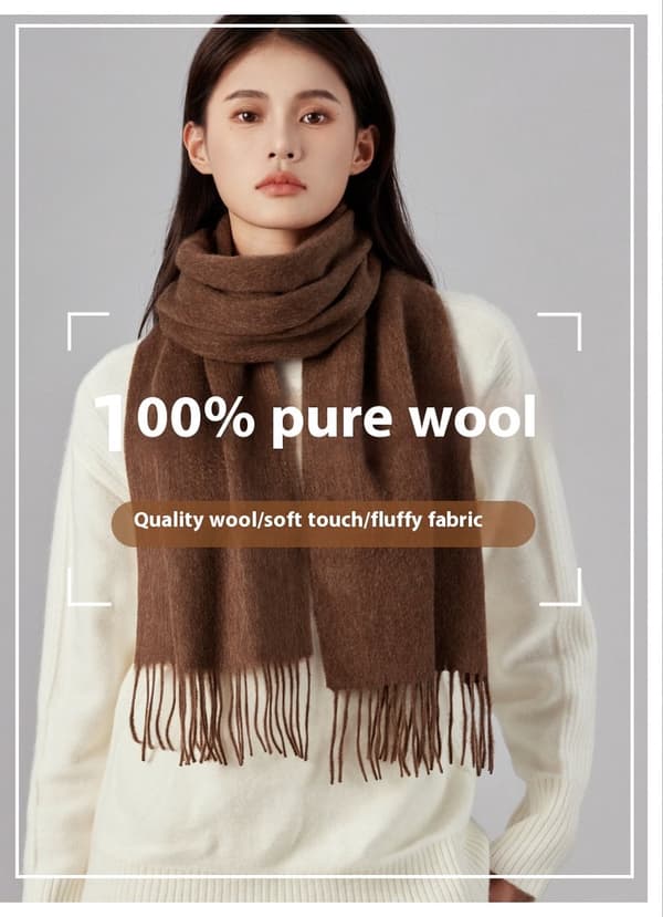 Women's 100% Wool Scarf, Soft, Warm, Thick Wrap Scarf for Cold Weather, Travel and Work, White 180x30cm
