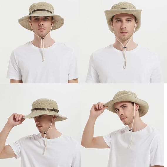 Fiskehatt Anti-UV Solhatt Bred Bret Hettehatt Sammenleggbar Jakthatt Unisex Med Justerbar Hakestropp