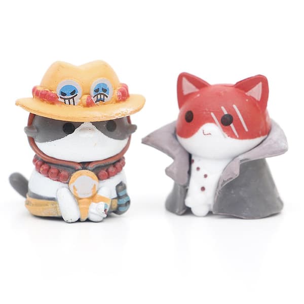 8 stk Anime One Piece Figurer Sæt Katte Model Mini Q Version Tegneseriefigurer Legetøj til Gaver Samling Skrivebordsdekoration