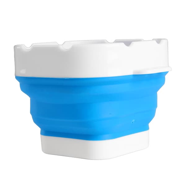 Foldable Brush Washer Professional Thickened Bottom Silicone Brush Bucket for Beginners with Scrub Board Blue