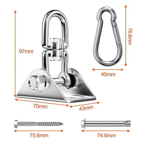 360° Swivel Hanging Hook with Screw Base, 450 kg Capacity for Hammock & Gym[JUN]