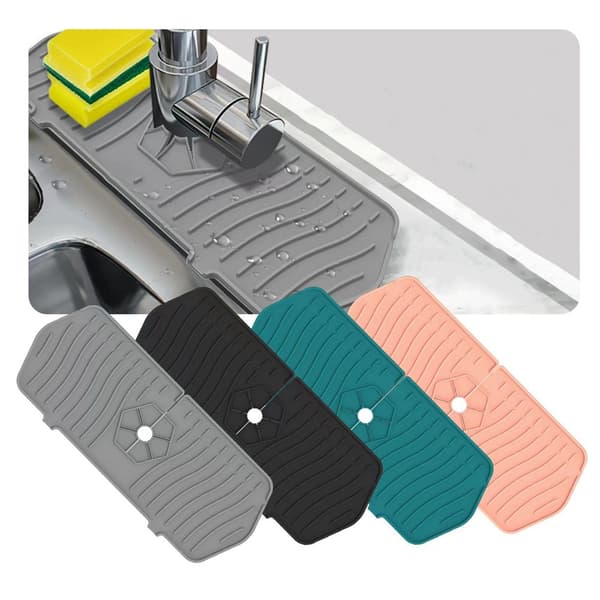 Kitchen Countertop Faucet Mat - Splash Guard, Bathroom Counter Mat (Pink)