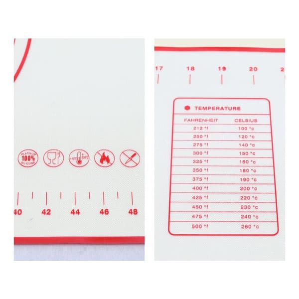 Pearl non-stick silikone bageplade med mål - 30 x 40 cm rød