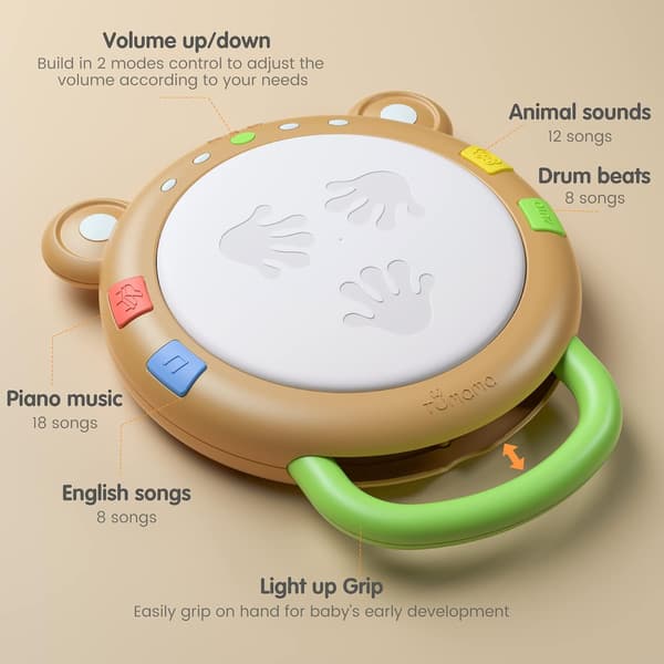 Musikalsk legetøj til baby, interaktiv trommelegetøjsgave, elektronisk gave