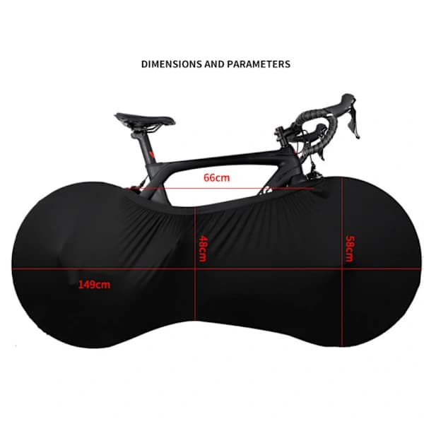 Indendørs cykelstøvbetræk Vaskbart Ridsefast Elastisk Polyester Spandex til Mountainbikes Landevejscykler Sort