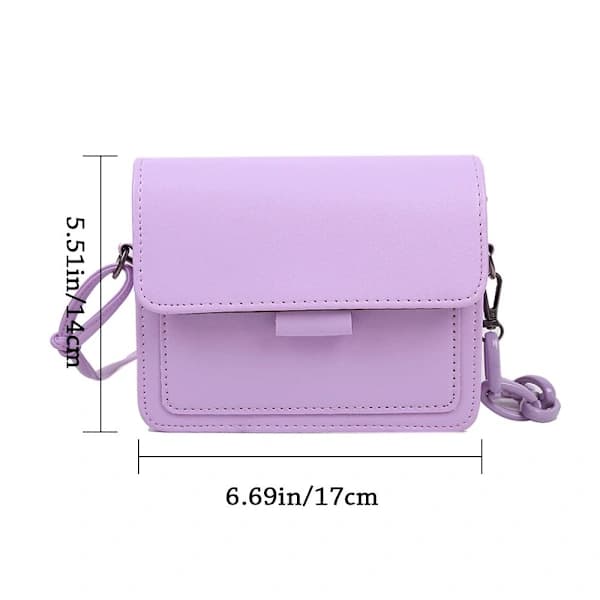 PU Leather Bag for Women, Solid Color, Simple Crossbody Black
