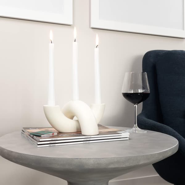 Keramisk lysestakesett - Dekorative lysestaker - Moderne innredning for spisebord, stue sofabord hvit white