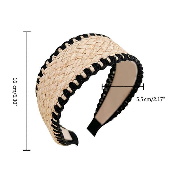 Vevde hårbånd i halm for jenter, elegant hodeplagg for damer, brede hårbånd, tilbehør, elegante vårhårbånd, bursdagsfest - Svart
