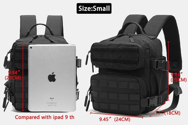 Hiking Backpack, 9L Small Mountaineering Bag (Black Camouflage)