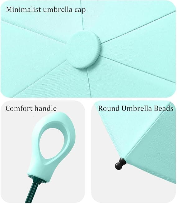 Mini Folding Umbrella, Creative Ring Handle, Wind and UV Resistant Ultralight Umbrella, Foldable and Sturdy, Sun and Wind Protection Peacock Blue Peacock Blue
