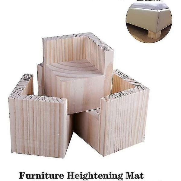 4-pak Træmøbelhævere, 5x5x5cm Senge- og bordløftefødder Benforlænger [JUN]