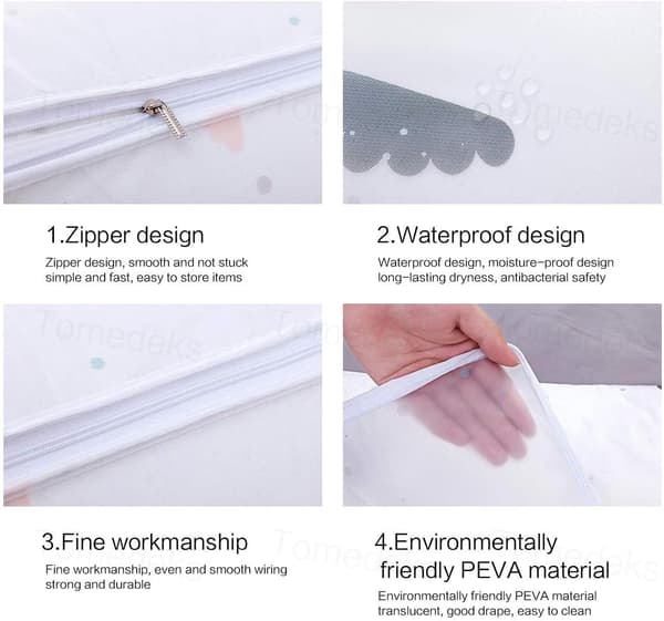 3-pack PEVA Transparent Garment Covers, Clothes Storage Bag