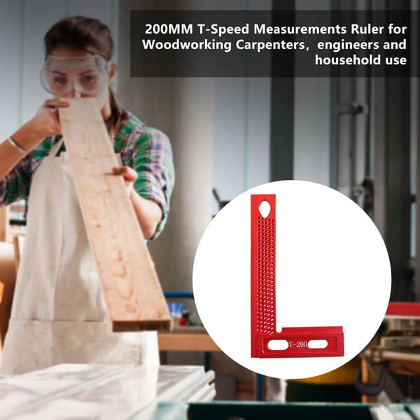 (T-200) Precision Woodworking Tool, Aluminum Alloy Angle Hole Scale, Hole Positioning Ruler